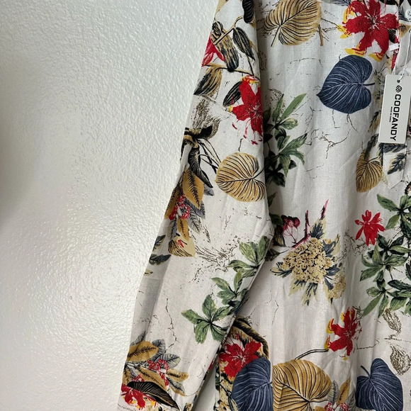 COOFANDY Men’s Unisex Floral Henley Neckline Long Sleeves Small Shirt BNWT - Picture 4 of 8